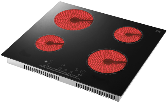Fornello ceramico ceramico nero di riscaldamento di Cooktop/quattro bruciatori di cristallo di zona 4 a comando a tocco