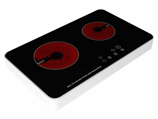 Zona ceramica di vetro 1200W e 1800W del bruciatore di Cooktop due del metallo del fondo esile dell'alloggio